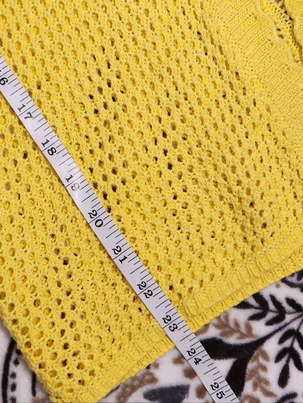 Cato Open-Front Yellow Crochet Short-Sleeve Cardigan - Picture 9 of 9
